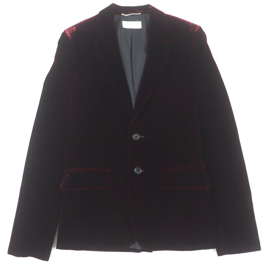 極美品▼SAINT LAURENT PARIS サンローランパリ 464740 ベロア 裏シルク100% シングルジャケット テーラード ボルドー 42 正規品 メンズ 極美品▽SAINT LAURENT PARIS サンローランパリ 464740 ベロア 裏