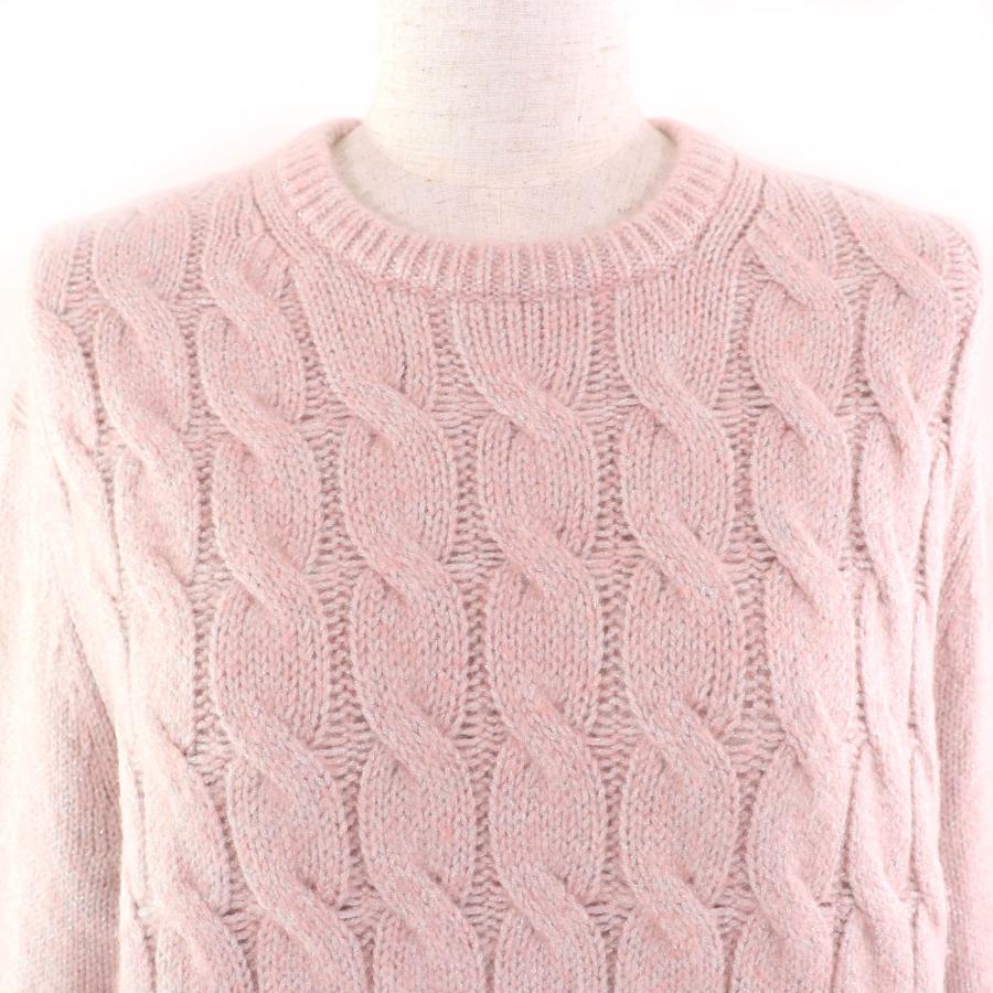 美品△DRAWER ドゥロワー 6513-105-0995 カシミヤ ラメ 3Gケーブル編み