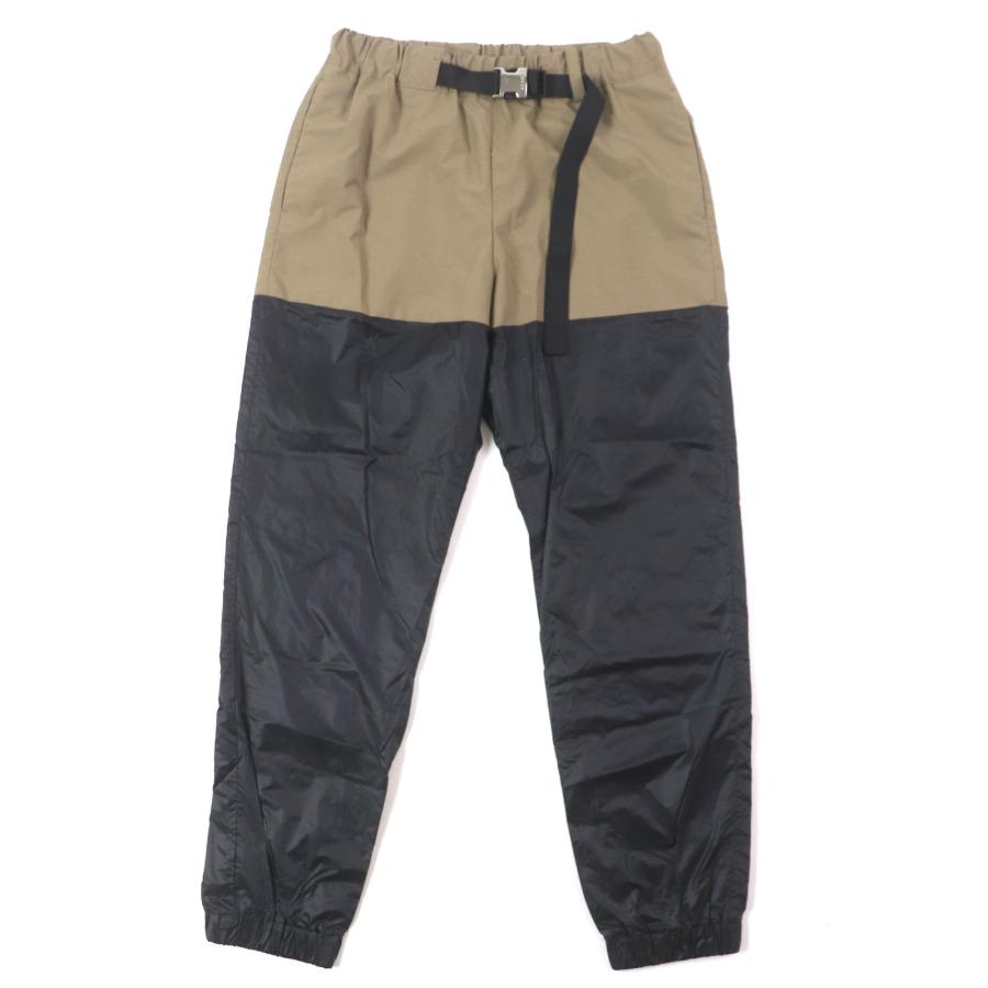 美品▼Sacai サカイ 22-06396 ナイロン 異素材切替 ベルト付き バイカラー イージーパンツ ベージュ ブラック 1 日本製 正規品 メンズ sacai（サカイ） 美品▽Sacai 22-06396 ナイロン 異素材切替 ベルト