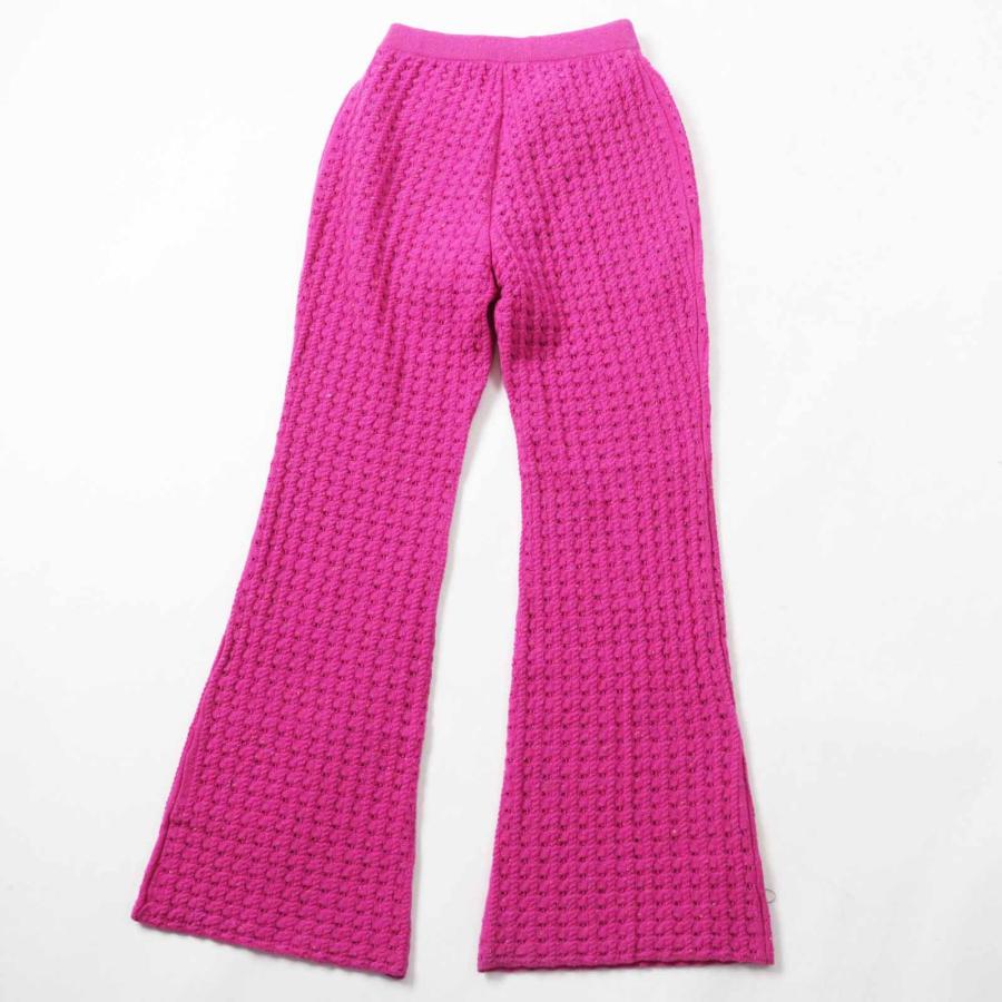 極美品◎CHANEL シャネル 23A P75369 フューシャ ココマークボタンロング丈 ニットパンツ 34 保存袋付き イタリア製 正規品 レディースの画像