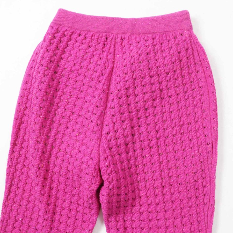 極美品◎CHANEL シャネル 23A P75369 フューシャ ココマークボタンロング丈 ニットパンツ 34 保存袋付き イタリア製 正規品 レディースの画像