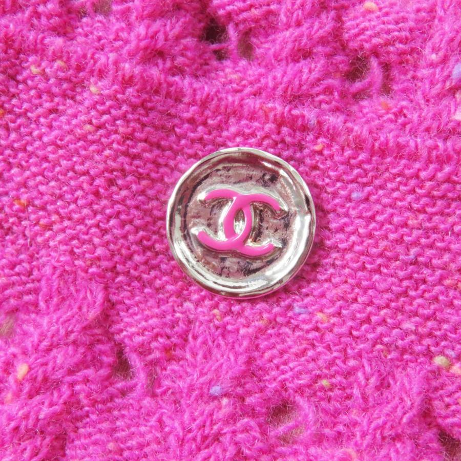 極美品◎CHANEL シャネル 23A P75369 フューシャ ココマークボタンロング丈 ニットパンツ 34 保存袋付き イタリア製 正規品 レディースの画像