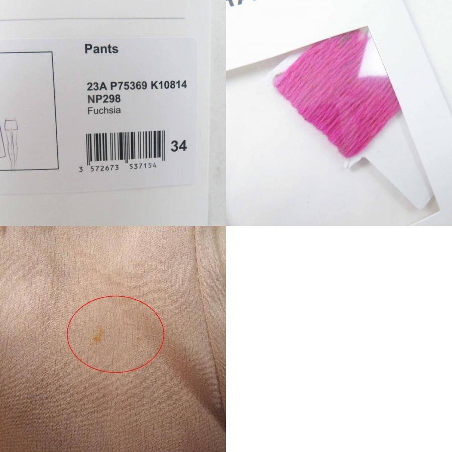 極美品◎CHANEL シャネル 23A P75369 フューシャ ココマークボタンロング丈 ニットパンツ 34 保存袋付き イタリア製 正規品 レディースの画像