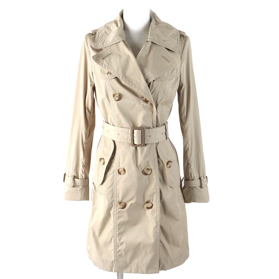 美品△MONCLER モンクレール GOBIE ロゴタグ ロゴボタン ベルト付 コットン混 ナイロントレンチコート ベージュ 0 正規品 レディース MONCLER（モンクレール） 美品△MONCLER GOBIE ロゴタグ ロゴボタン