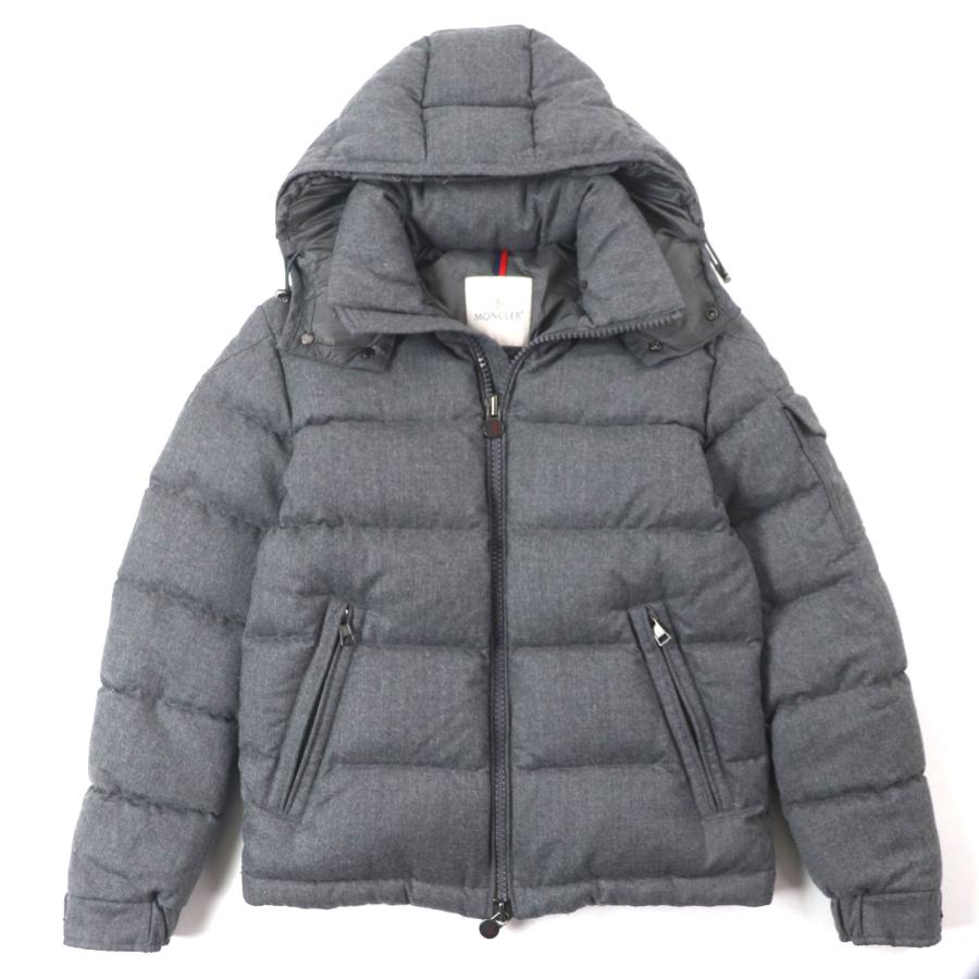モンクレール　モンジュネーブル　ダウンジャケット　1　ダークグレー　ロゴワッペン MONCLER 美品/国内正規/21年 モンクレール MONTGENEVREモンジュ