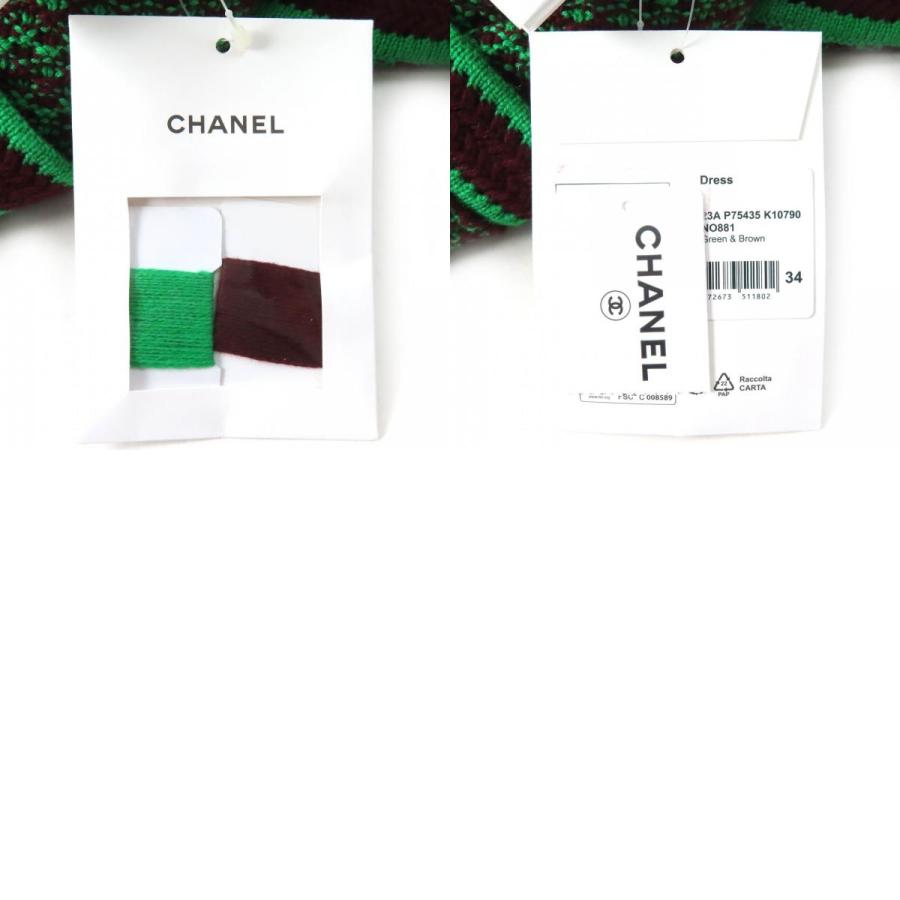 未使用品△CHANEL シャネル 23A P75435 カシミヤ100％ ココマークボタン 総柄 クルーネック ノースリーブ ニット ワンピース 34 正規品の画像