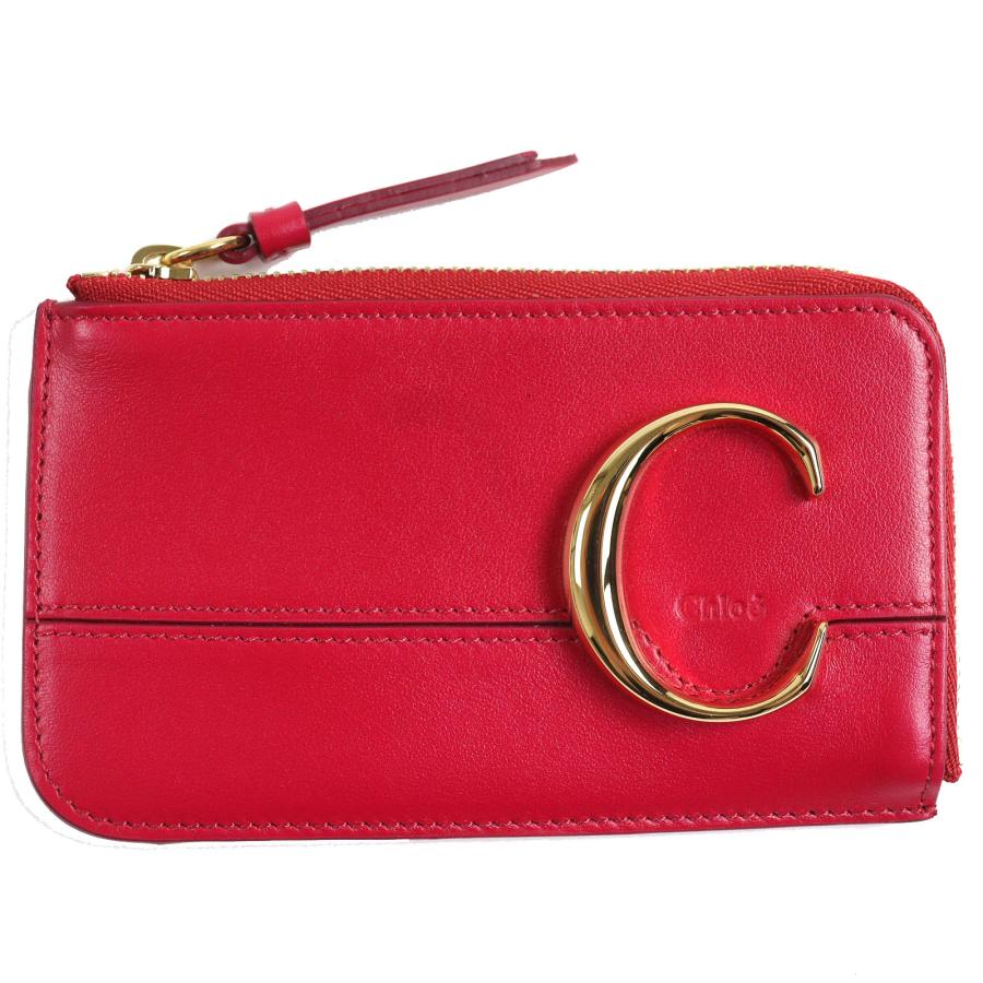 未使用品△Chloe クロエ CHLOEC クロエC L字ファスナー スモール パース レザー フラグメントケース ケース レッドピンク系 袋付き Chloe（クロエ） 未使用品△Chloe CHLOEC クロエC L字ファスナー