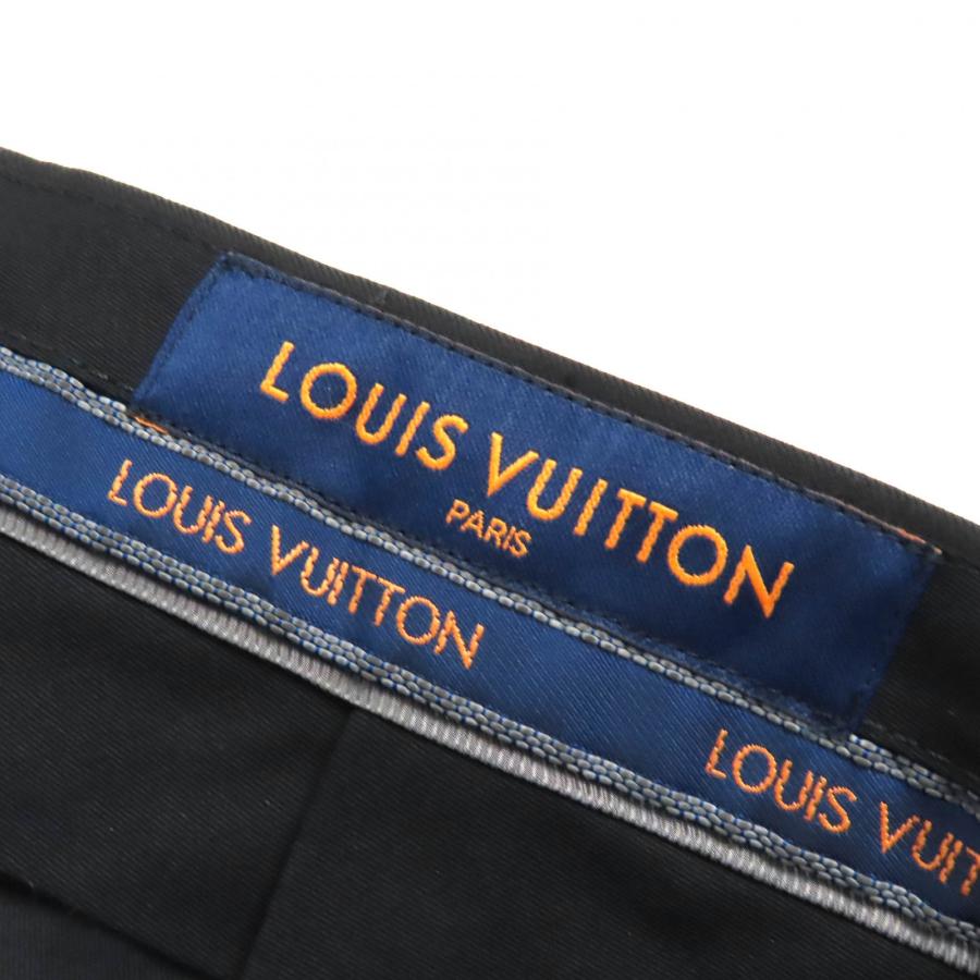 未使用品△LOUIS VUITTON ルイヴィトン 21AW ウール100％ LVロゴ刺繍 モノグラムミニ シガレットパンツ スラックス 裾未処理 パンツ ブラック 44 イタリア製 正規品 メンズ オススメ◎ LOUIS VUITTON（ルイ・ヴィトン） 未使用品△LOUIS VUITTON 21AW