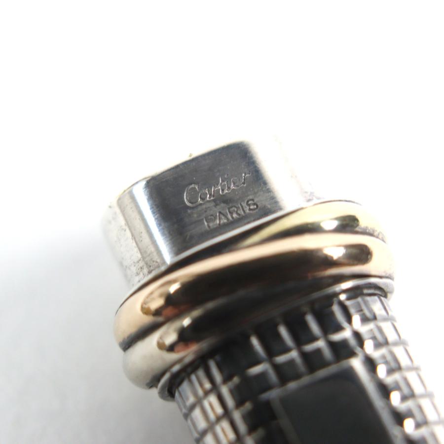 美品○Cartier カルティエ トリニティ ロゴ刻印 キャップ式 ボールペン シルバー系 格子柄 フランス製 メンズ レディース Cartier（カルティエ） 美品○Cartier トリニティ ロゴ刻印 キャップ式