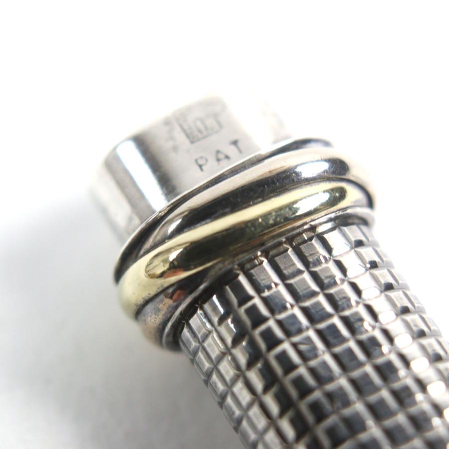 美品○Cartier カルティエ トリニティ ロゴ刻印 キャップ式 ボールペン シルバー系 格子柄 フランス製 メンズ レディース Cartier（カルティエ） 美品○Cartier トリニティ ロゴ刻印 キャップ式
