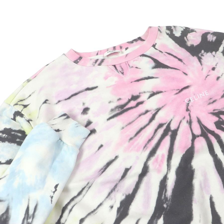 美品□CELINE セリーヌ 23SS 2Y53C647V LOOSE TIE DYE SWEAT SHIRT トレーナー スウェットシャツ ピンク系 S イタリア製 正規品 メンズ CELINE（セリーヌ） 美品□CELINE 23SS 2Y53C647V LOOSE TIE DYE SWEAT