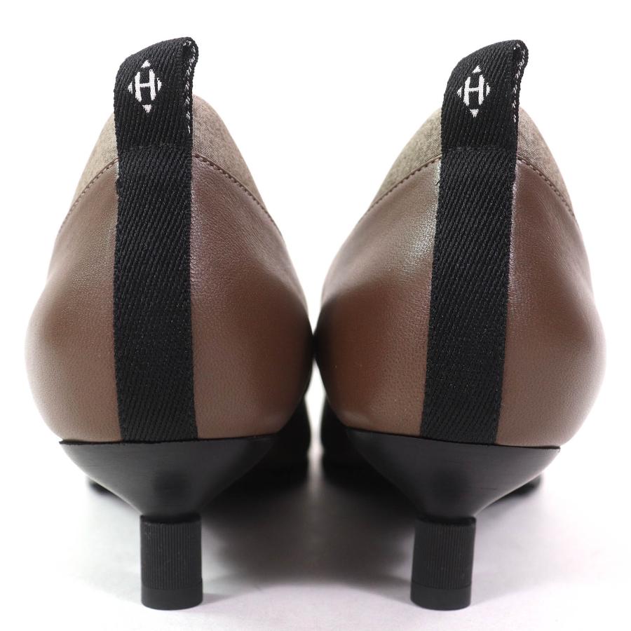 美品△HERMES エルメス バンドストラップ付き ポインテッドトゥ レザー パンプス ブラウン ブラック 38 保存袋付 イタリア製 レディース HERMES（エルメス） 美品△HERMES バンドストラップ付き ポインテッド