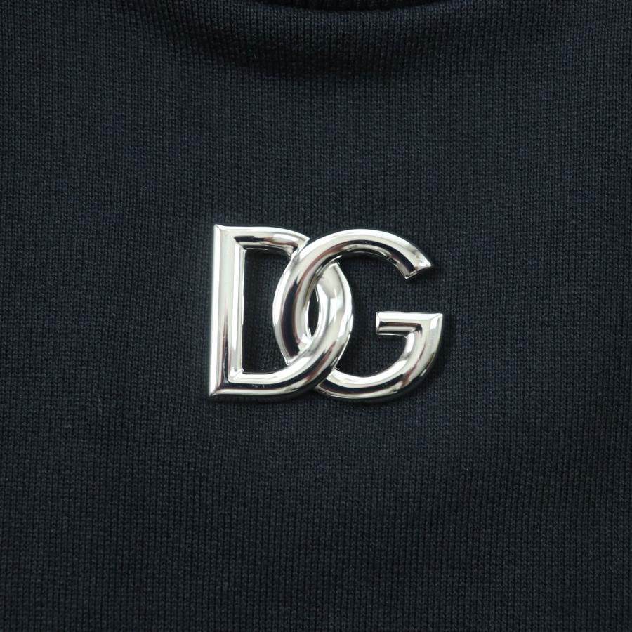 美品★DOLCE&GABBANA ドルチェ＆ガッバーナ F9N80Z コットン100％ DGプレートロゴ クロップド スウェット トレーナー ブラック38 正規品_4