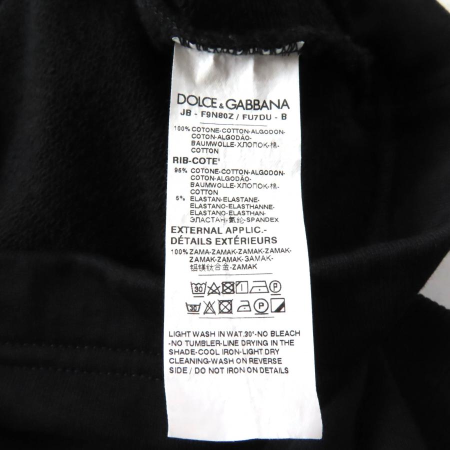 美品★DOLCE&GABBANA ドルチェ＆ガッバーナ F9N80Z コットン100％ DGプレートロゴ クロップド スウェット トレーナー ブラック38 正規品_7