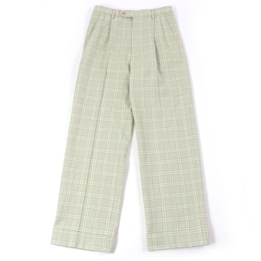 未使用品□GUCCI グッチ 21AW 653360 タータンチェック ダブル トラウザーズ ウールパンツ グリーン系 46 ハンガー付き イタリア製 正規品 メンズ GUCCI（グッチ） 未使用品□GUCCI 21AW 653360 タータンチェック