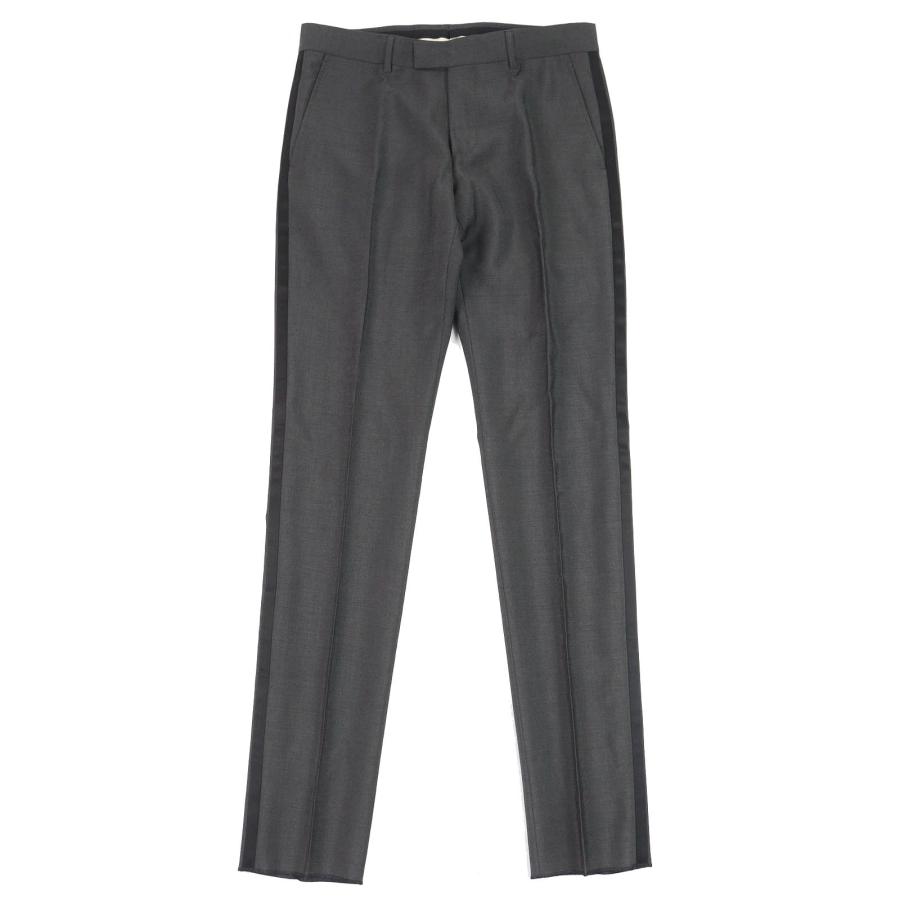 未使用品△GUCCI グッチ 2020年製 581381 モヘア ウール サイドライン スラックス パンツ 裾未処理 ダークグレー ブラック 48 イタリア製 GUCCI（グッチ） 未使用品△GUCCI 2020年製 581381 モヘア ウール
