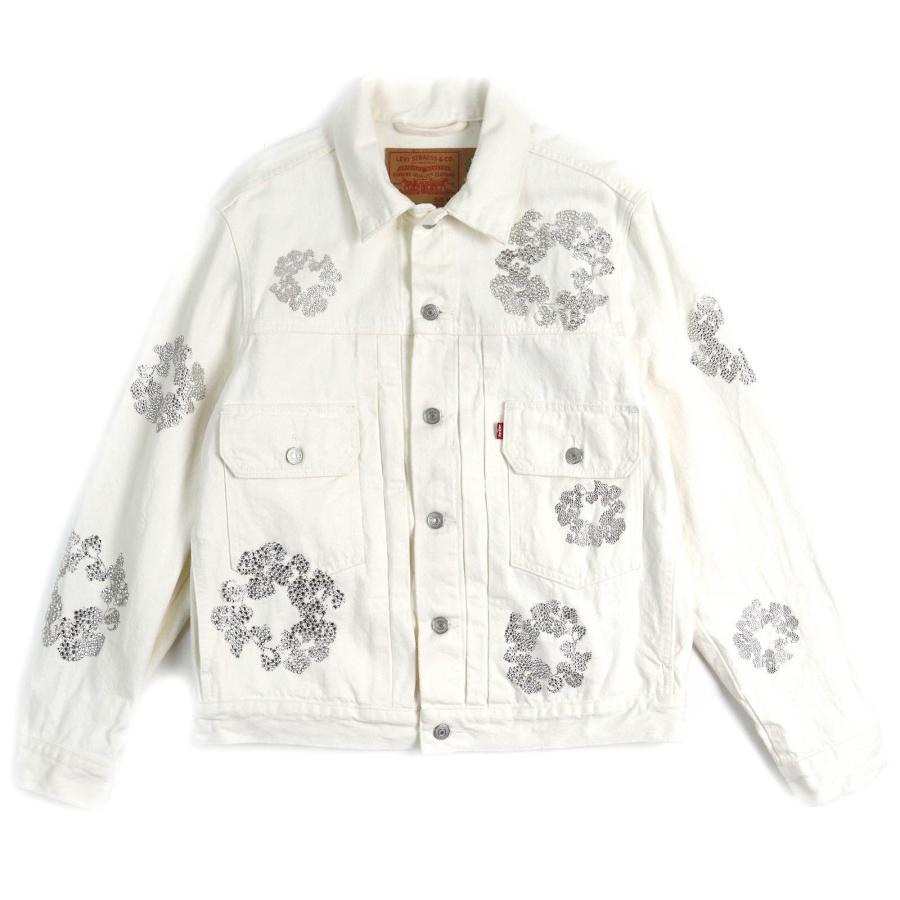 美品△LEVI S DENIM TEARS リーバイス デニムティアーズ TYPE2 BUSTDOWN JACKET コットン スワロフスキー デニムジャケット オフホワイト M 正規品 メンズ 美品△LEVI S DENIM TEARS リーバイス デニムティアーズ TYPE2