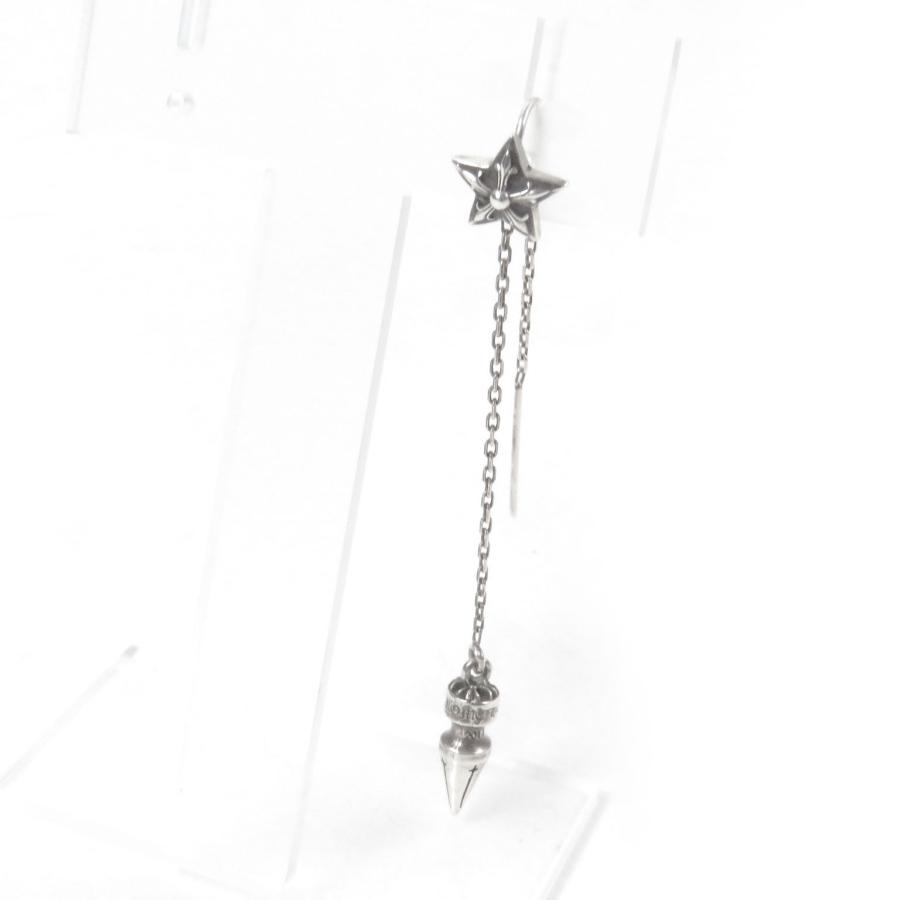 クロムハーツ ピアス チェーン スター 美品□CHROME HEARTS クロムハーツ スター スパイク チェーン 片耳用