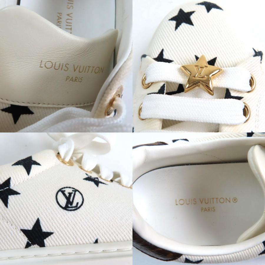 美品★LOUIS VUITTON ルイヴィトン 2022年製 タイムアウト・ライン モノグラムレザー使い スター キャンバス スニーカー ホワイト 35_8