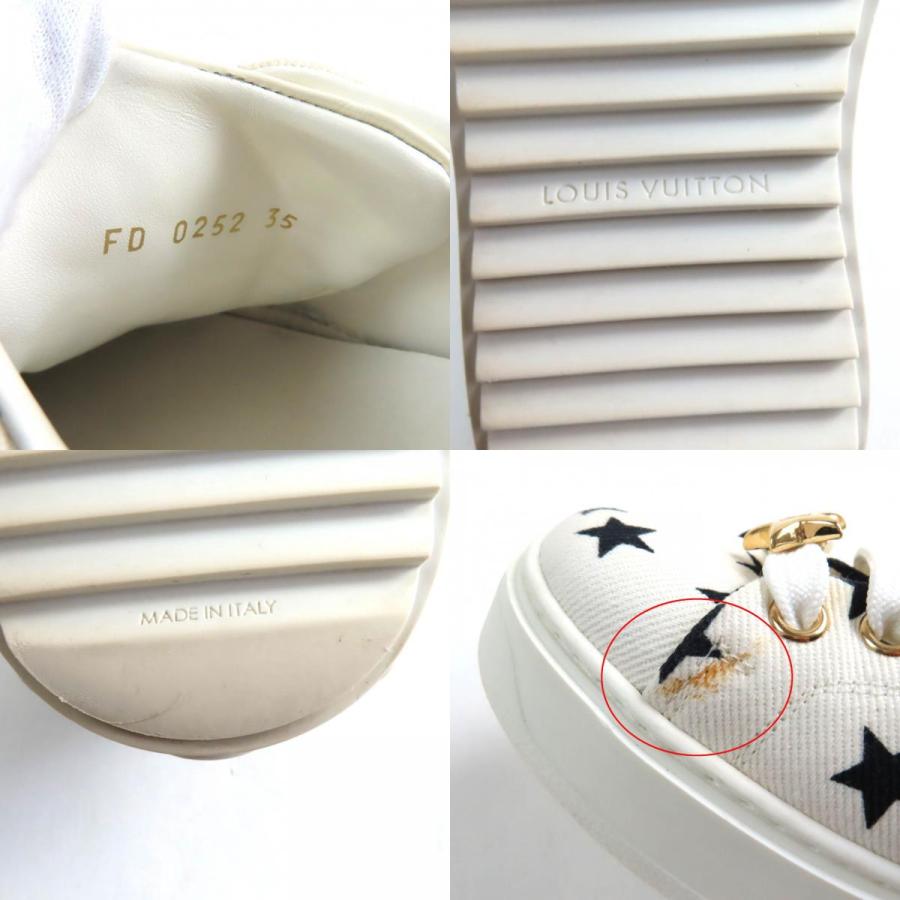 美品★LOUIS VUITTON ルイヴィトン 2022年製 タイムアウト・ライン モノグラムレザー使い スター キャンバス スニーカー ホワイト 35_9