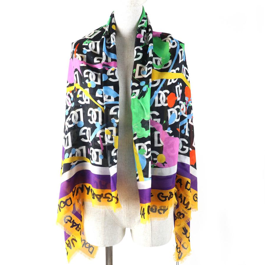 DOLCE&GABBANA ブランドロゴ柄 ストール Silk scarf with all-over DG