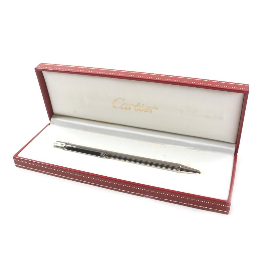 カルティエ　マストドゥ　ストライプ　ブラッシュド　メタル　ゴールド　ボールペン Cartier（カルティエ） 極美品▽Cartier マスト ドゥ ストライプ柄
