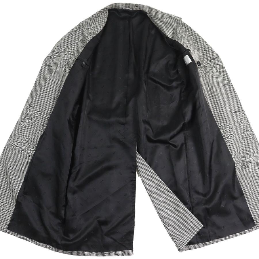 美品△DIOR ディオール オム 933C307A4602 ウール100％ CDロゴベルト付き 千鳥格子柄 ロング コート ブラック ホワイト 44 正規品 メンズの画像
