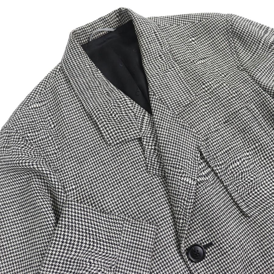 美品△DIOR ディオール オム 933C307A4602 ウール100％ CDロゴベルト付き 千鳥格子柄 ロング コート ブラック ホワイト 44 正規品 メンズの画像