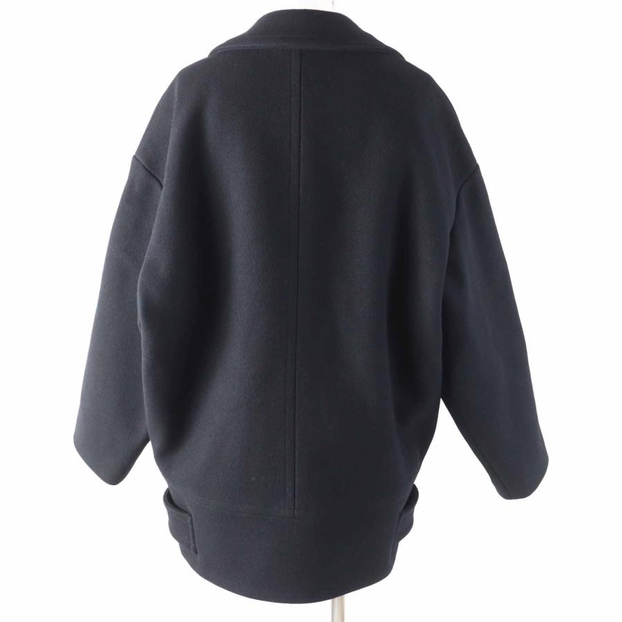 未使用品◎CELINE セリーヌ 2M06A814E ウール トリオンフ金ボタン エッグシェイプ ピーコート ブラック 36 イタリア製 正規品 レディースの画像