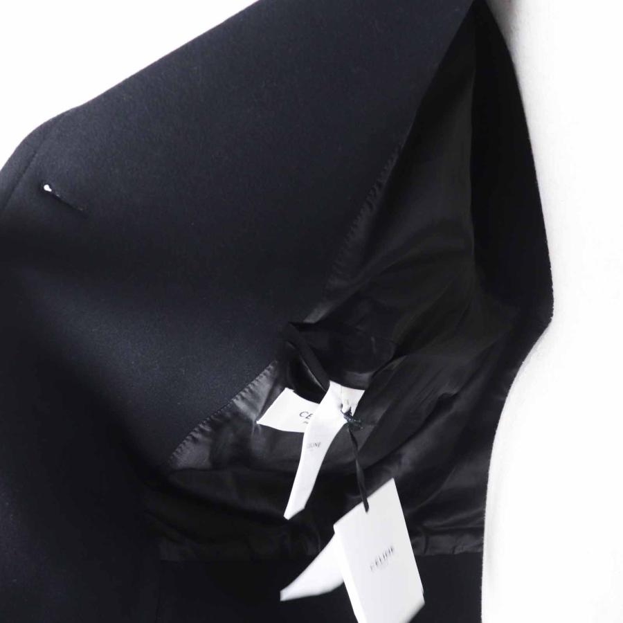 未使用品◎CELINE セリーヌ 2M06A814E ウール トリオンフ金ボタン エッグシェイプ ピーコート ブラック 36 イタリア製 正規品 レディースの画像