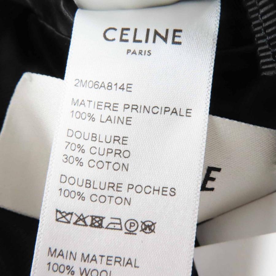 未使用品◎CELINE セリーヌ 2M06A814E ウール トリオンフ金ボタン エッグシェイプ ピーコート ブラック 36 イタリア製 正規品 レディースの画像
