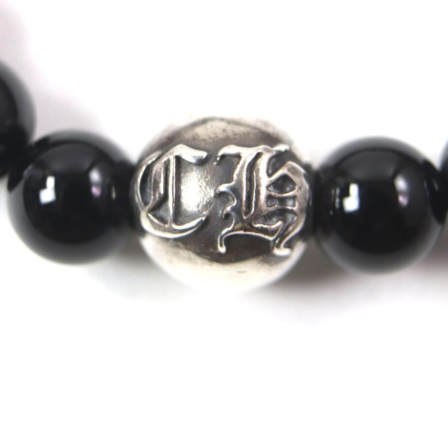 美品▼CHROME HEARTS クロムハーツ BEAD CHプラス ブレスレット オニキス SV925 ブラック シルバー 8mm メンズ レディース アクセサリー 美品▽CHROME HEARTS クロムハーツ BEAD CHプラス ブレスレット