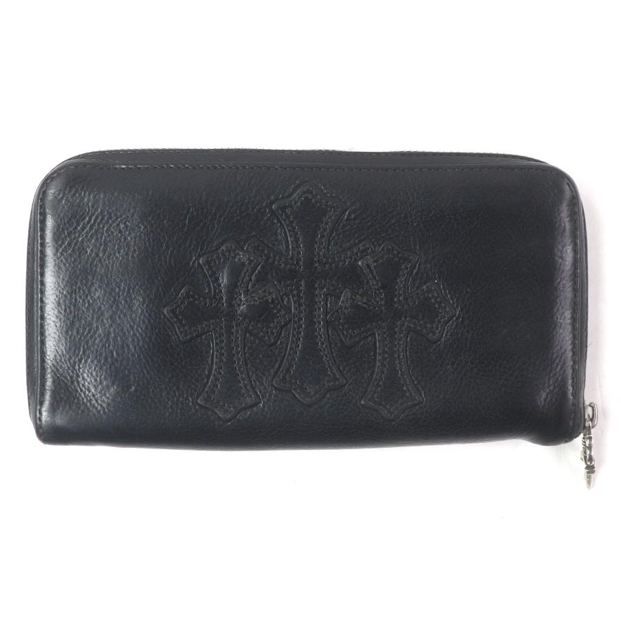 良品□CHROME HEARTS クロムハーツ REC F ZIP 3セメタリークロスパッチ ダガージップ ラウンドファスナー レザー 長財布 ブラック メンズ 良品□CHROME HEARTS クロムハーツ REC F ZIP 3セメタリークロスパッチ