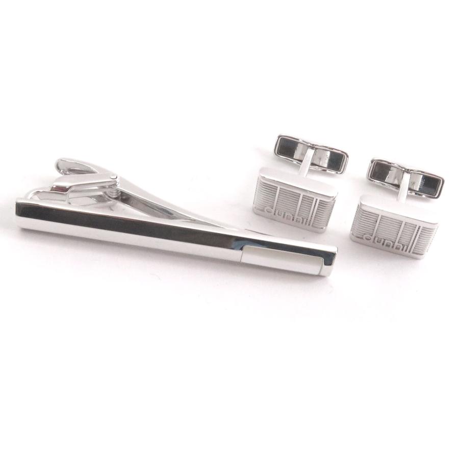 dunhill ダンヒル タイピン カフスセット SV925 シルバー925 箱 dunhill（ダンヒル） 美品□Dunhill ロゴ入り ネクタイピン カフス