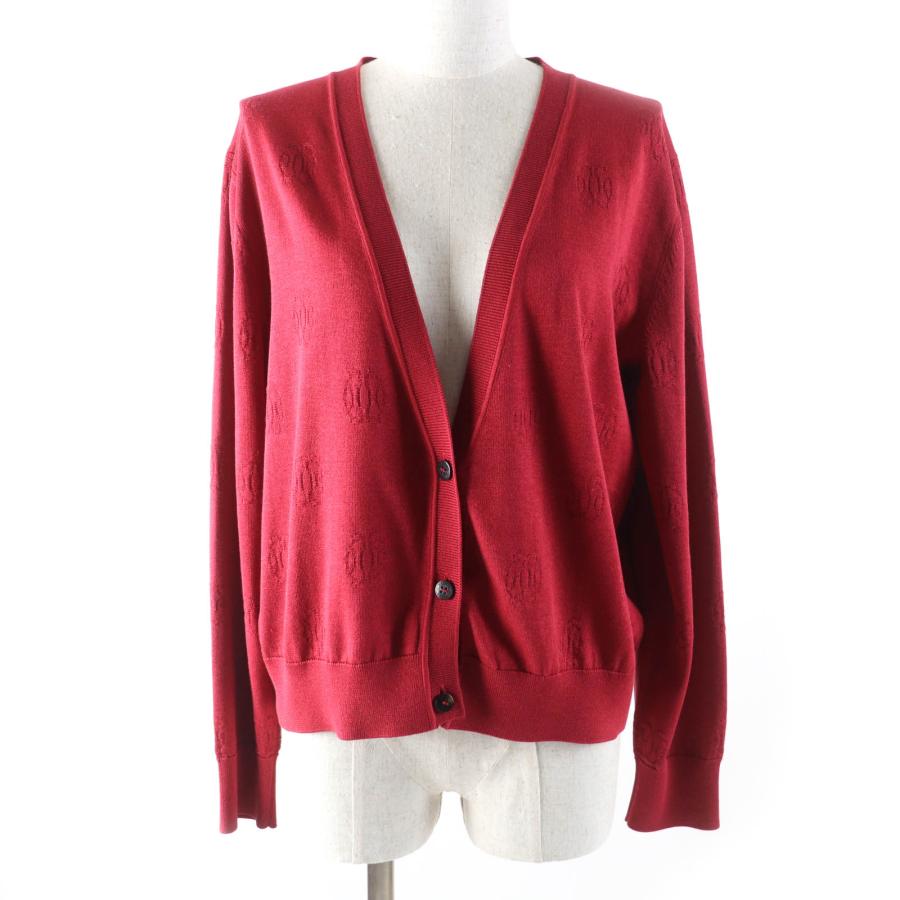 極美品★HERMES エルメス 21SS シルク混 セリエボタン付 Hリフト Vネック 長袖 カーディガン ボルドー 42 イタリア製 正規品 レディース HERMES（エルメス） 極美品☆HERMES 21SS シルク混 セリエボタン付 H