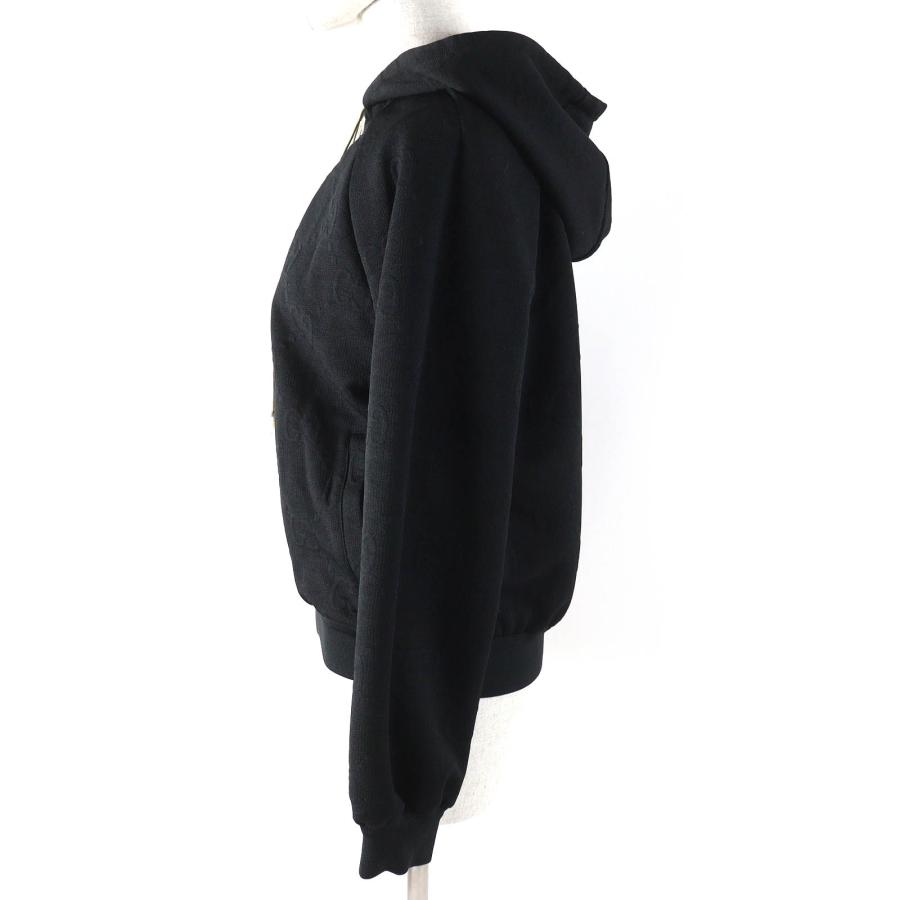 GUCCI - 極美品△GUCCI グッチ 661783 GGエンボス GGロゴジャージージャカード ジップアップ フーディー オーバーサイズ パーカー ブラック XS イタリア製 正規品 レディース GUCCI（グッチ） 極美品△GUCCI 661783 GGエンボス GGロゴジャージー