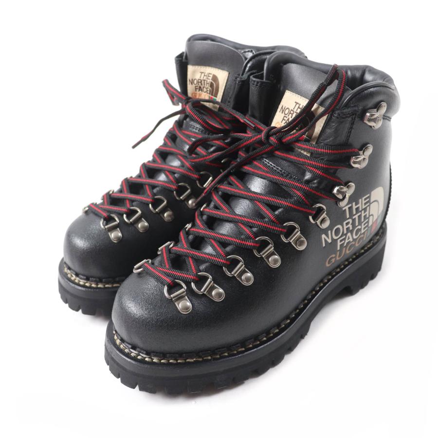 未使用品★GUCCI×THE NORTH FACE グッチ×ザ・ノースフェイス 655398 レザー マウンテンブーツ トレッキングブーツ ブラック 36 箱・袋付 未使用品☆GUCCI×THE NORTH FACE グッチ×ザ・ノースフェイス 655398