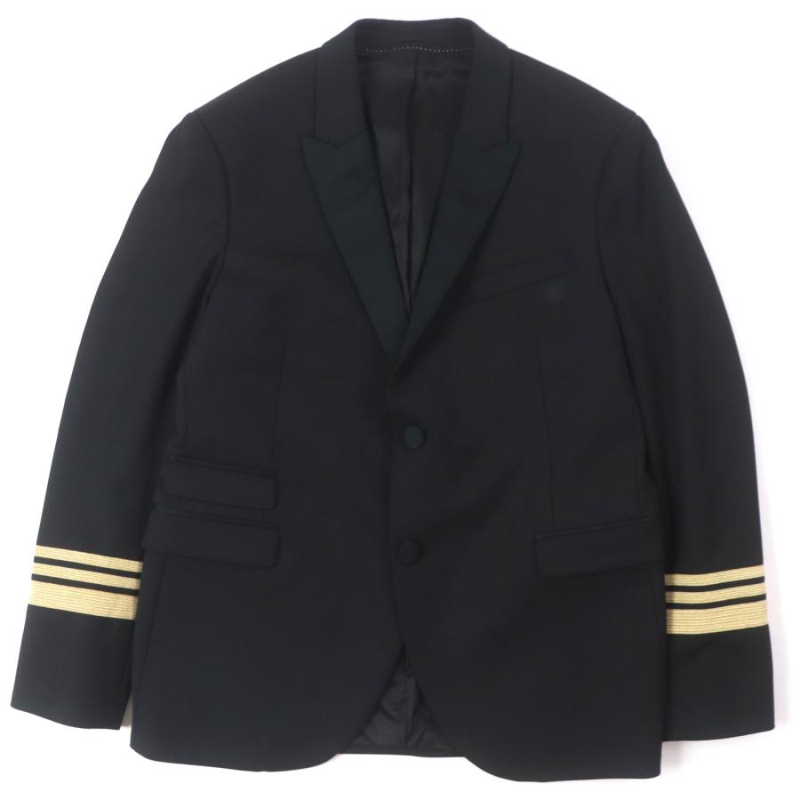 極美品▼NEIL BARRETT TUXEDO ニールバレット タキシード SLIM FIT TUXEDO 袖ライン シングルジャケット テーラード ブラック 52 伊製 極美品▽NEIL BARRETT TUXEDO ニールバレット タキシード SLIM FIT 袖
