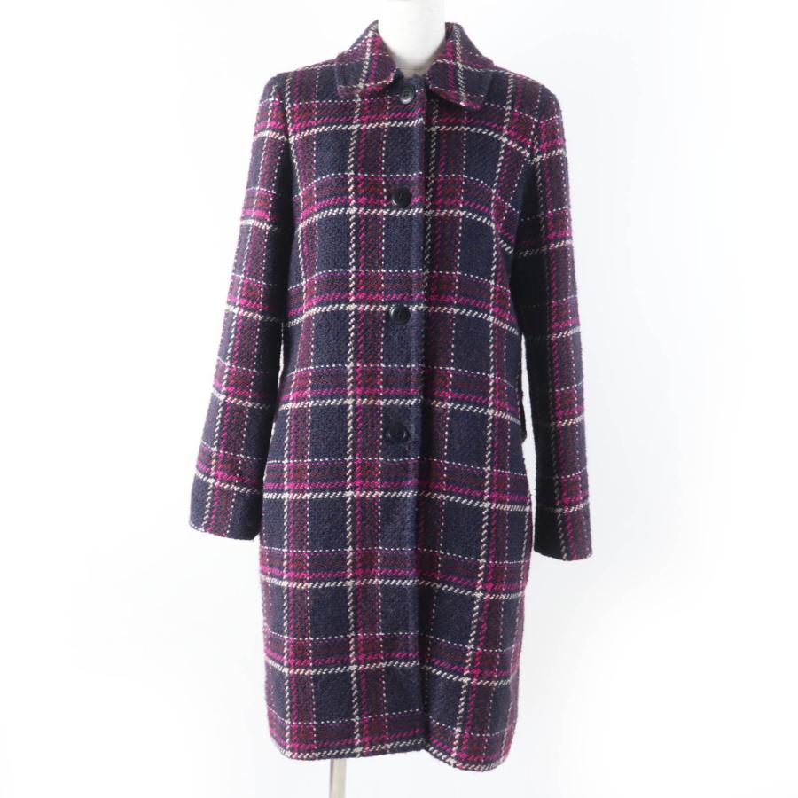 【美品】マックスマーラ ロングコート チェック モヘア アルパカ ふわふわ 40 極美品☆Max MaraStudio マックスマーラステュディオ アルパカ・モヘア