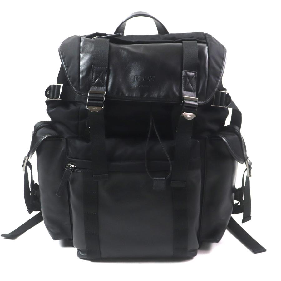 極美品▽トッズ XBMTRKG0300SPFB999 ファブリック＆レザー バック