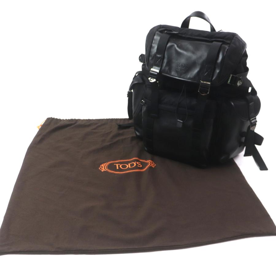 極美品▽トッズ XBMTRKG0300SPFB999 ファブリック＆レザー バック