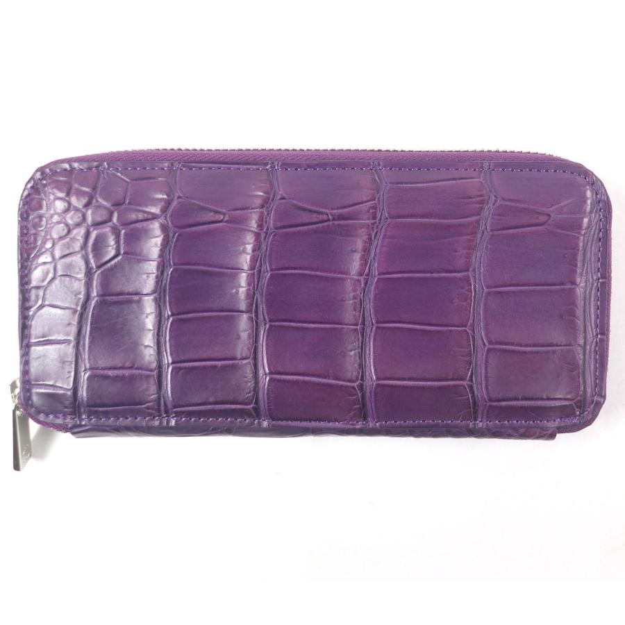 未使用品□CROIX  クロワ ロワイヤル ラウンドファスナー クロコダイル レザーロングウォレット 長財布 パープル 箱付き メンズ 未使用品□CROIX ROYAL クロワ ロワイヤル ラウンドファスナー
