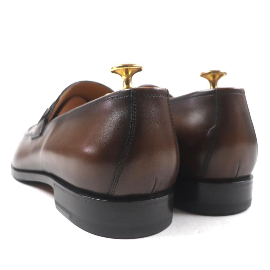 未使用品▼BERLUTI ベルルッティ リフレット パティーヌ Uチップ ロゴ刻印金具 レザー ローファー ブラウン 9.5 箱・保存袋付き イタリア製 メンズ 未使用品▽BERLUTI ベルルッティ リフレット パティーヌ Uチップ ロゴ