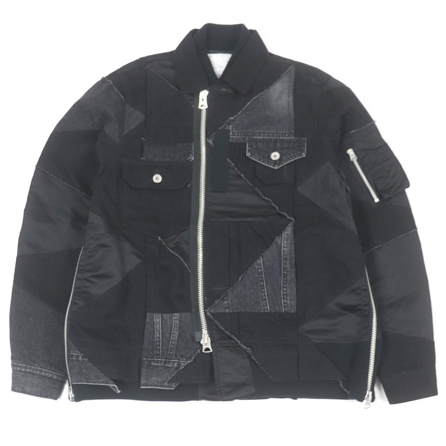 極美品□Sacai サカイ 21-02447M Solid Mix Blouson ハンク・ウィリアム・トーマス パッチワーク ブルゾン ブラック 1 日本製 正規品 sacai（サカイ） 極美品□Sacai 21-02447M Solid Mix Blouson ハンク