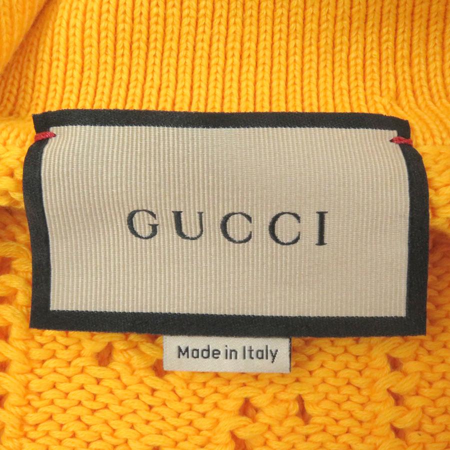 極美品□GUCCI グッチ 737654 コットン100％ パフォレーテッドGG ウェブライン セーター ニット イエロー S イタリア製 正規品 メンズ_3