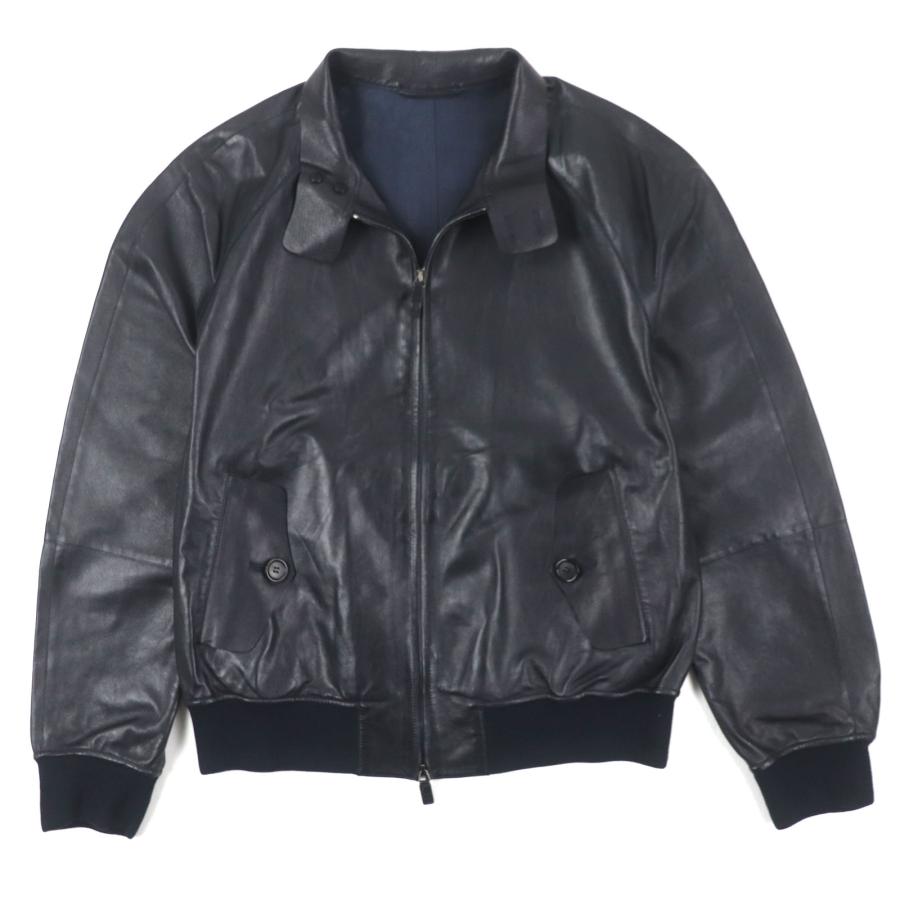 美品▼ジョルジオアルマーニ 2023年製 E3SR71 ラムレザー 黒タグ ラグランスリーブ ZIPUP ブルゾン ボンバージャケット 48 正規品 メンズ 美品▽ジョルジオアルマーニ 2023年製 E3SR71 ラムレザー 黒タグ