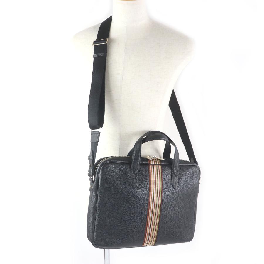 ポールスミス ブリーフケース 黒マルチストライプライン新品 ナイロン