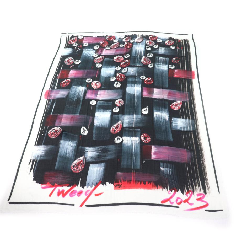 極美品★CHANEL シャネル カシミヤ100％ Tweed 2023 フリンジ付 総柄 大判 ストール ショール マルチ 箱付き イタリア製 レディース CHANEL（シャネル） 極美品☆CHANEL カシミヤ100％ Tweed 2023