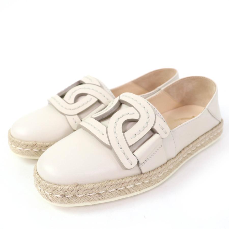 未使用品☆TOD’S トッズ KATE ケイト 2WAY エスパドリーユ レザー スリッポン アイボリー 34.5 箱・保存袋付き イタリア製 レディース 未使用品☆TOD'S トッズ KATE ケイト 2WAY エスパドリーユ レザー