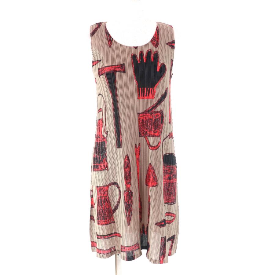 PLEATS PLEASE プリーツプリーズ ノースリーブ 総柄 良い 3 PLEATS